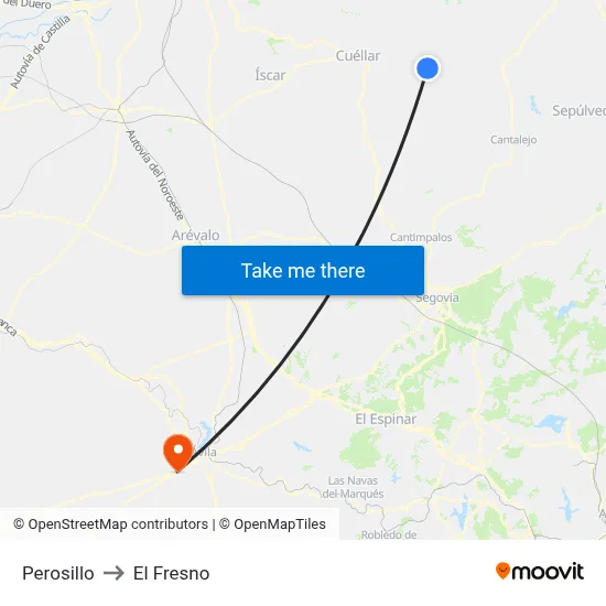 Perosillo to El Fresno map