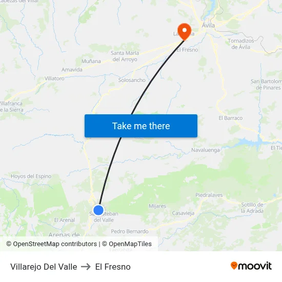 Villarejo Del Valle to El Fresno map