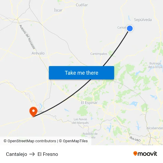 Cantalejo to El Fresno map
