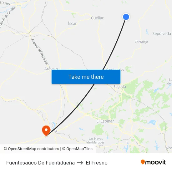 Fuentesaúco De Fuentidueña to El Fresno map