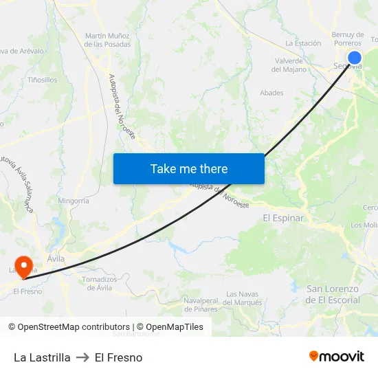 La Lastrilla to El Fresno map