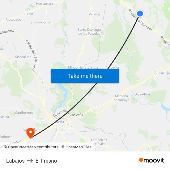 Labajos to El Fresno map