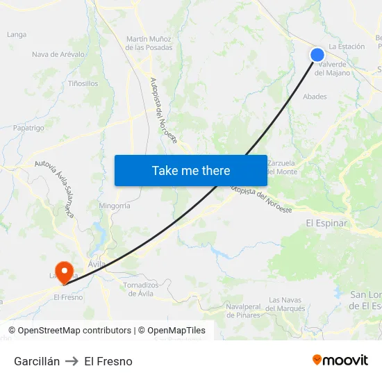 Garcillán to El Fresno map
