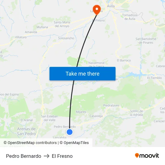 Pedro Bernardo to El Fresno map