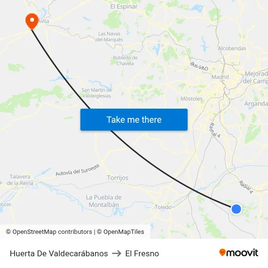 Huerta De Valdecarábanos to El Fresno map