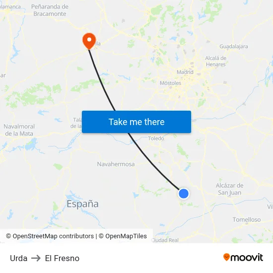 Urda to El Fresno map