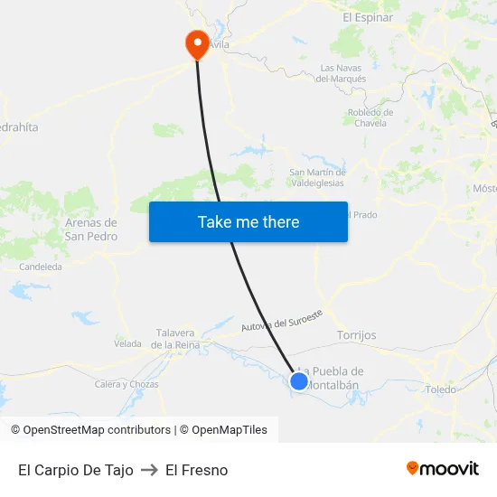 El Carpio De Tajo to El Fresno map