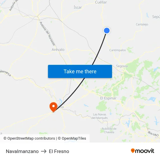 Navalmanzano to El Fresno map
