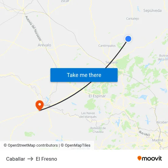 Caballar to El Fresno map