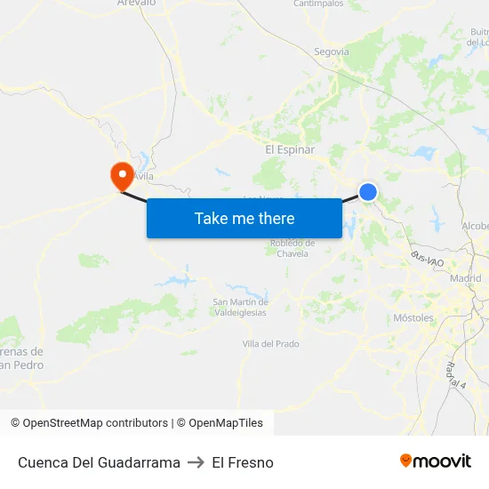 Cuenca Del Guadarrama to El Fresno map