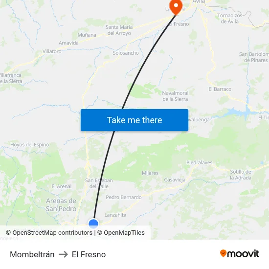 Mombeltrán to El Fresno map