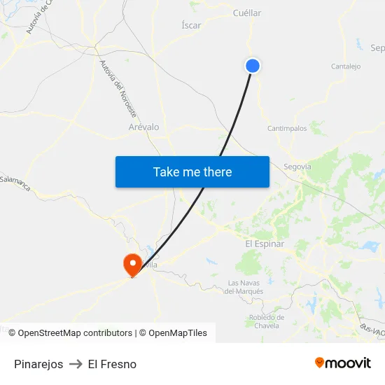 Pinarejos to El Fresno map