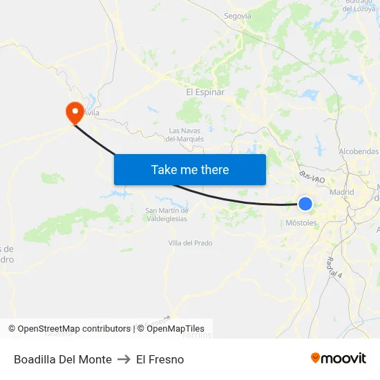 Boadilla Del Monte to El Fresno map