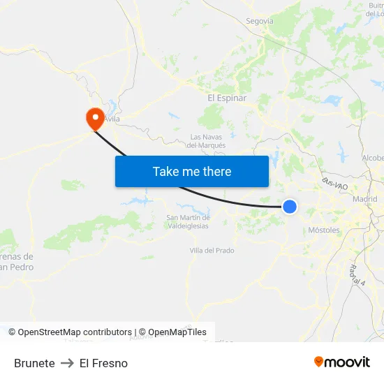 Brunete to El Fresno map