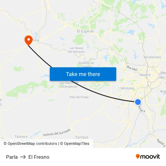 Parla to El Fresno map