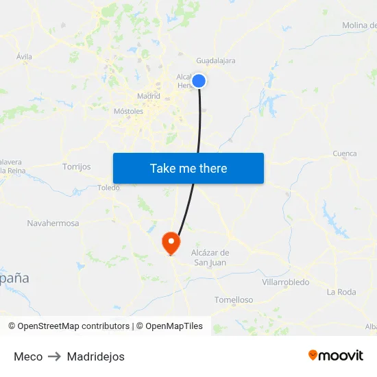 Meco to Madridejos map