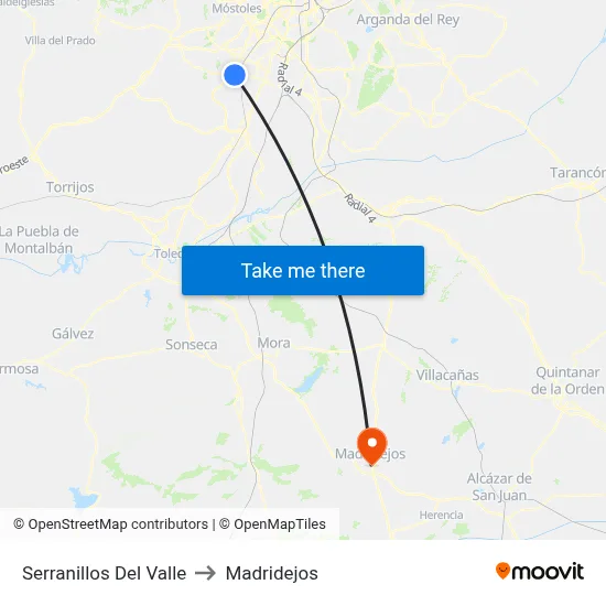 Serranillos Del Valle to Madridejos map