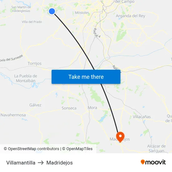 Villamantilla to Madridejos map