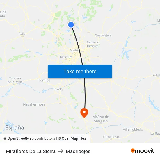 Miraflores De La Sierra to Madridejos map