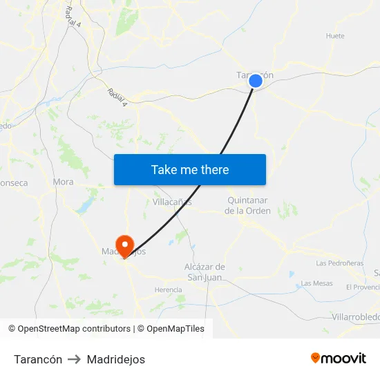 Tarancón to Madridejos map