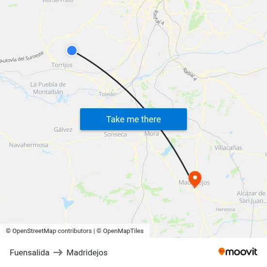 Fuensalida to Madridejos map