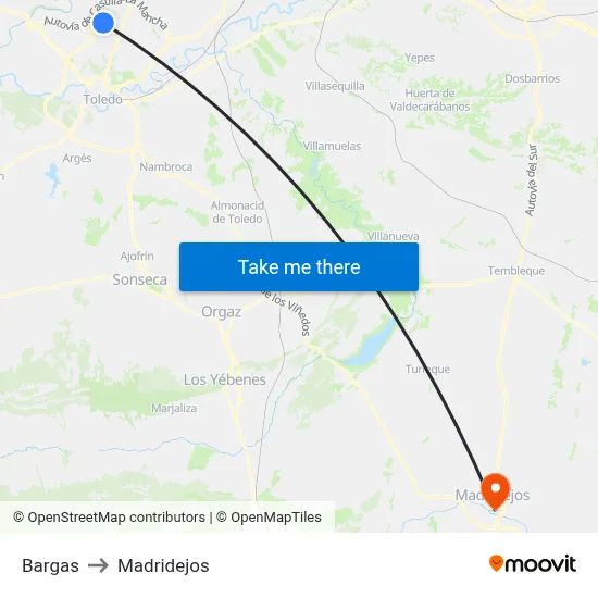 Bargas to Madridejos map