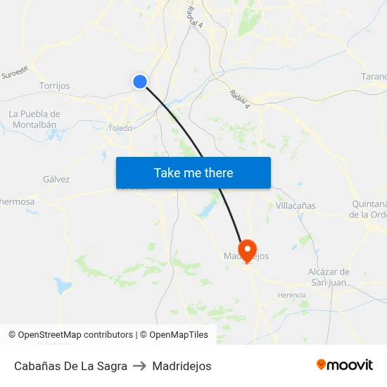 Cabañas De La Sagra to Madridejos map