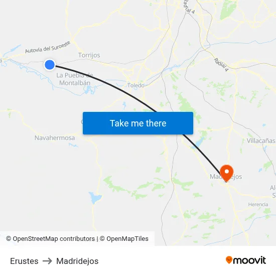 Erustes to Madridejos map