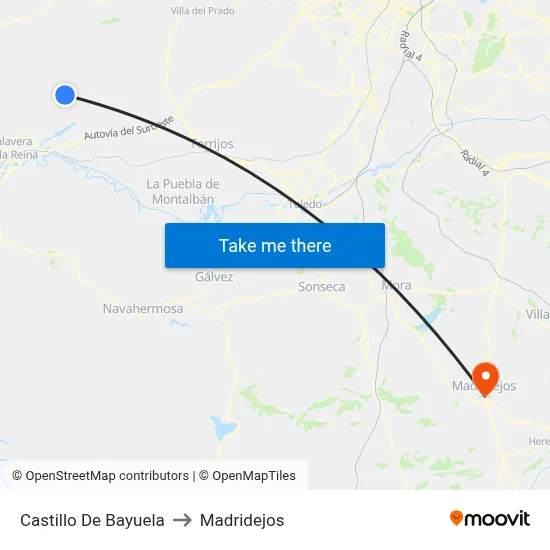 Castillo De Bayuela to Madridejos map