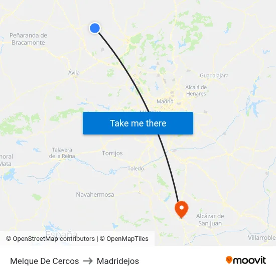 Melque De Cercos to Madridejos map