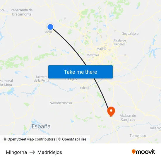 Mingorría to Madridejos map