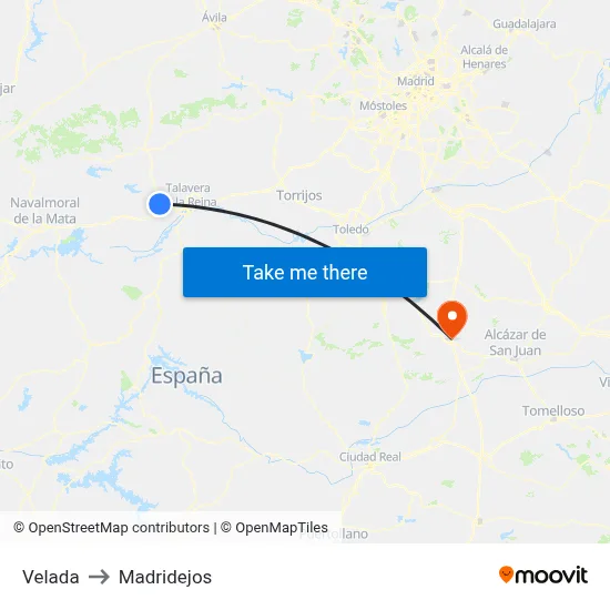 Velada to Madridejos map