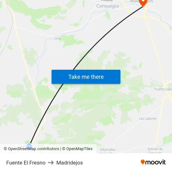 Fuente El Fresno to Madridejos map