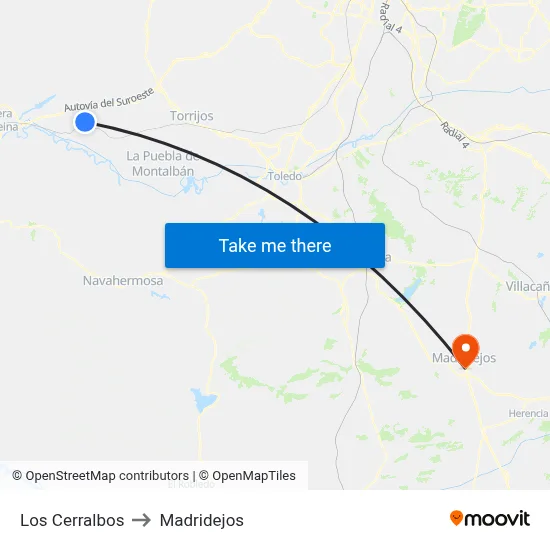 Los Cerralbos to Madridejos map