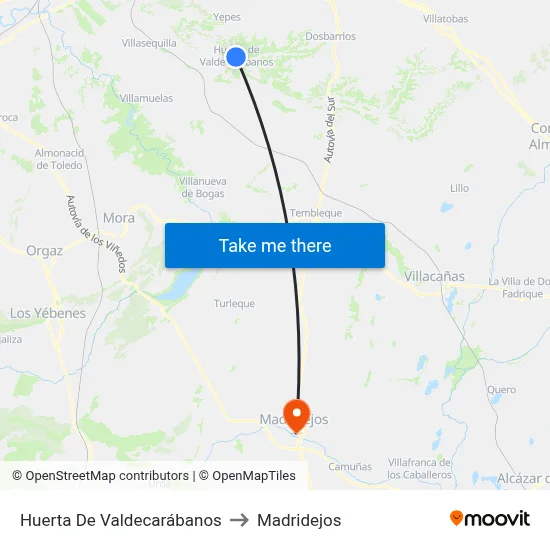 Huerta De Valdecarábanos to Madridejos map