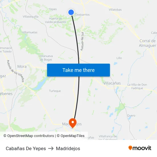 Cabañas De Yepes to Madridejos map