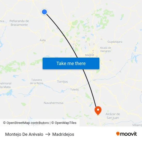 Montejo De Arévalo to Madridejos map