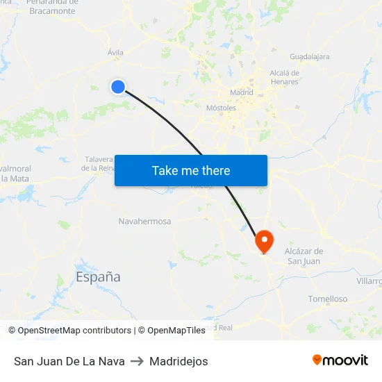 San Juan De La Nava to Madridejos map