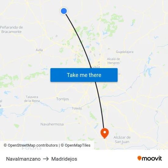 Navalmanzano to Madridejos map