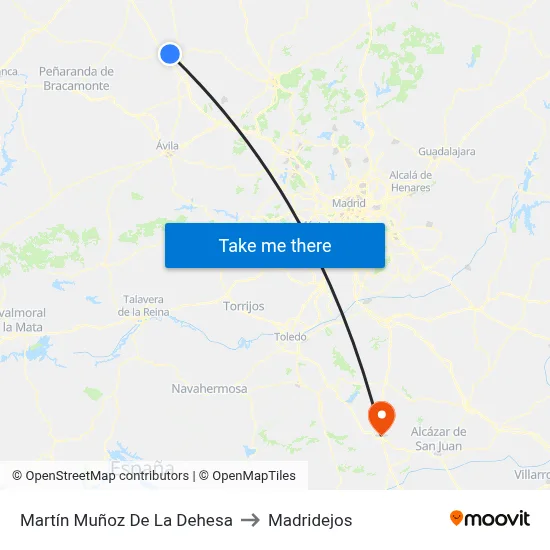 Martín Muñoz De La Dehesa to Madridejos map