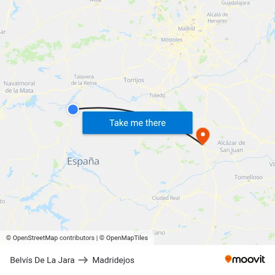 Belvís De La Jara to Madridejos map
