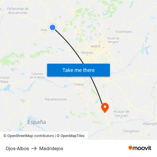 Ojos-Albos to Madridejos map