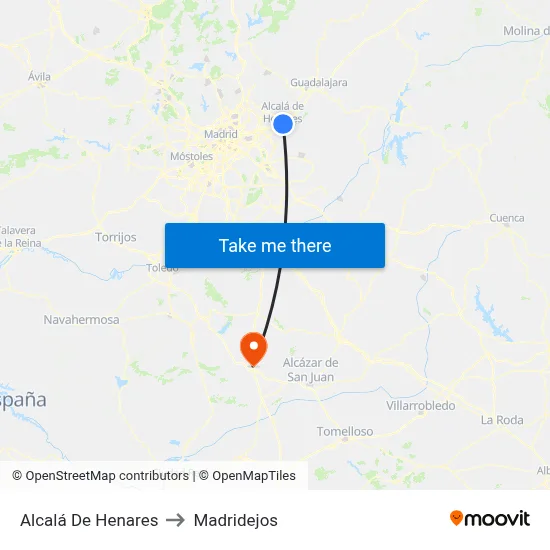 Alcalá De Henares to Madridejos map