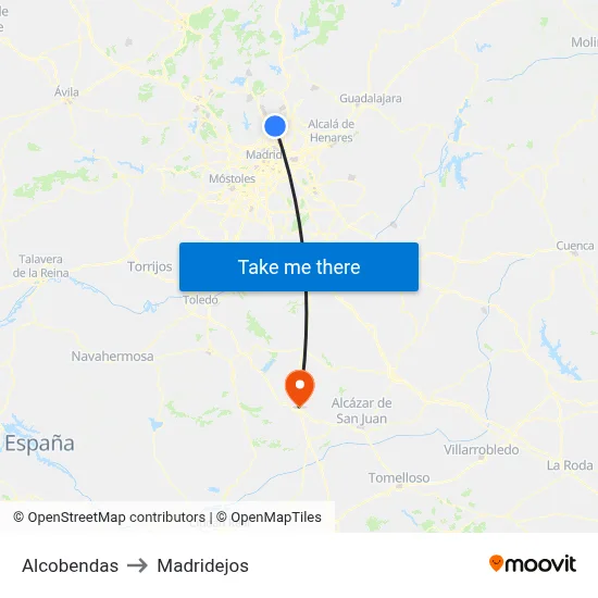 Alcobendas to Madridejos map