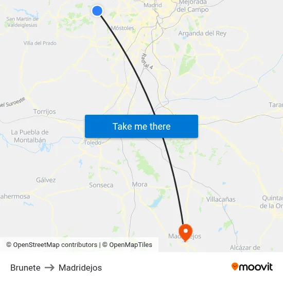 Brunete to Madridejos map