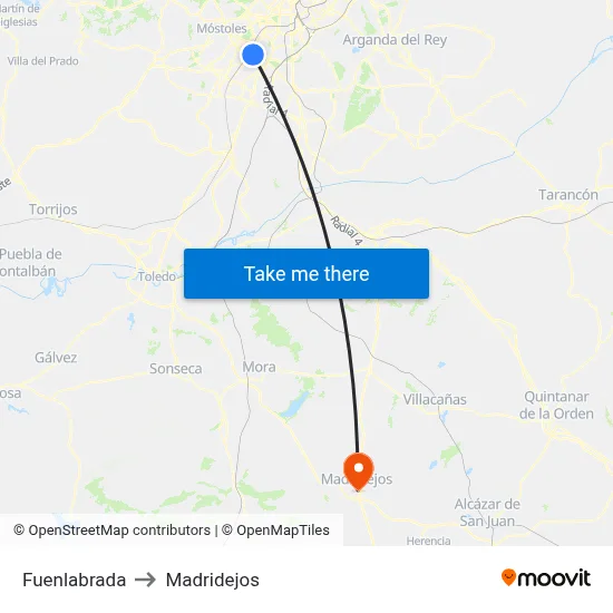 Fuenlabrada to Madridejos map