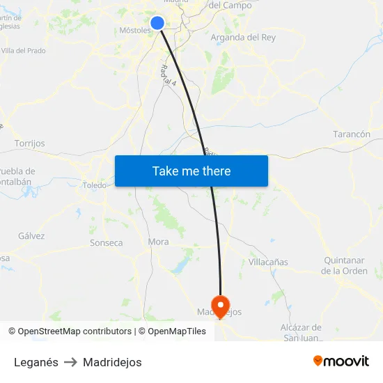 Leganés to Madridejos map
