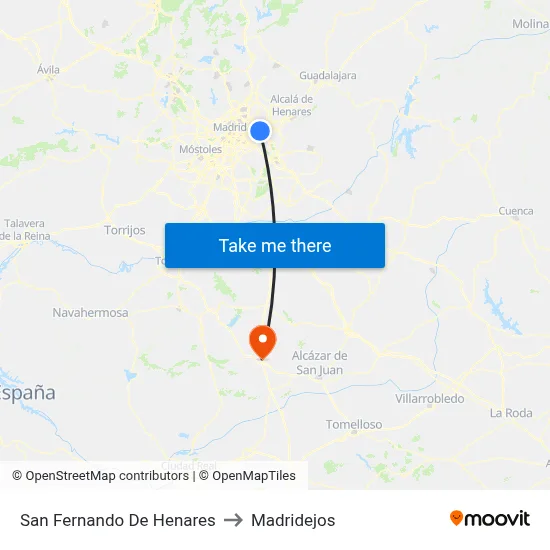 San Fernando De Henares to Madridejos map