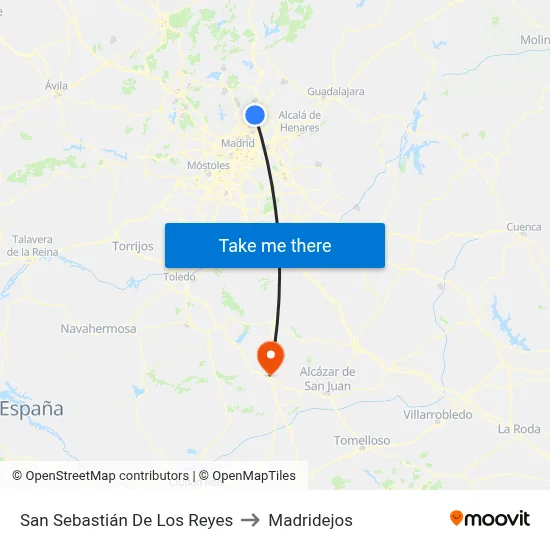 San Sebastián De Los Reyes to Madridejos map