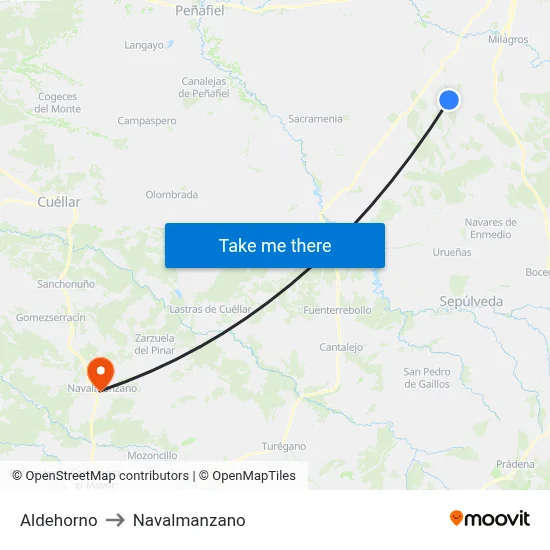 Aldehorno to Navalmanzano map